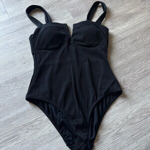 M & S Black Ribbed Swimsuit